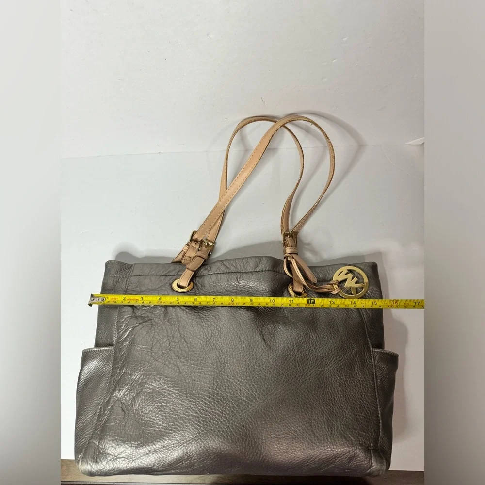 Michael Kors Metallic Grey Gold Hardware Tote Bag